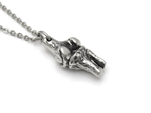 Knee Bone Necklace, Human Anatomy Jewelry in Pewter