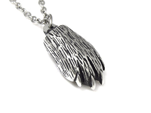 Lynx Paw Necklace, Animal Jewelry in Pewter