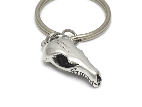 Mole Skull Keychain, Animal Skeleton Keyring in Pewter