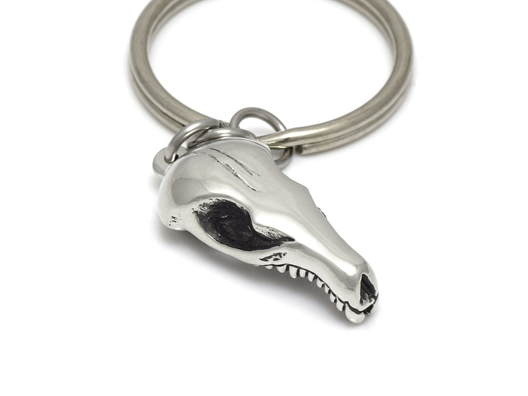 Mole Skull Keychain, Animal Skeleton Keyring in Pewter