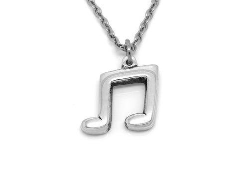 Musical Note Necklace, Musician Jewelry in Pewter