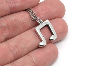 Musical Note Necklace, Musician Jewelry in Pewter