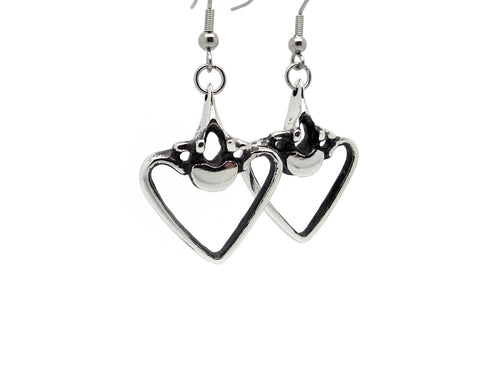 Vertebra and Ribs Earrings, Anatomy Jewelry in Pewter