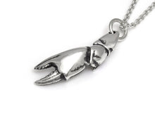 Crab Claw Necklace, Ocean Animal Jewelry in Sterling Silver