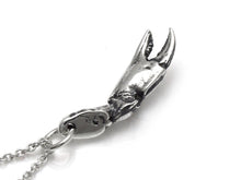 Crab Claw Necklace, Ocean Animal Jewelry in Sterling Silver