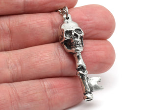Skull and Bones Skeleton Key Pendant Necklace
