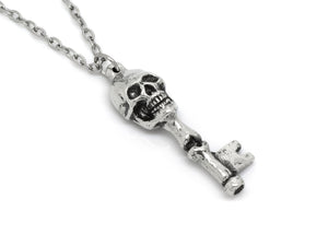 Skull and Bones Skeleton Key Pendant Necklace