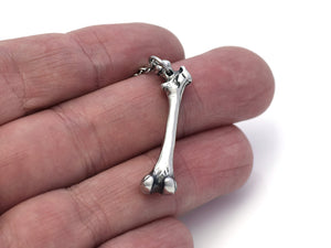 Human Small Femur Necklace, Thigh Bone Charm, Anatomy Jewelry