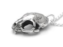 Cat Skull Necklace in Sterling Silver, Feline Cranium Jewelry