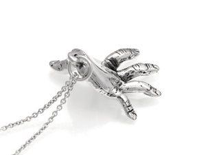 Sterling Silver Human Standing Hand Necklace, Anatomy Jewelry
