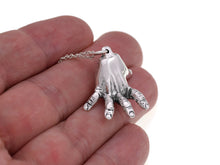 Sterling Silver Human Standing Hand Necklace, Anatomy Jewelry