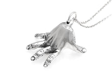 Sterling Silver Human Standing Hand Necklace, Anatomy Jewelry
