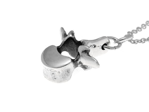 Small Lumbar Vertebra Necklace, Anatomy Jewelry in Sterling Silver