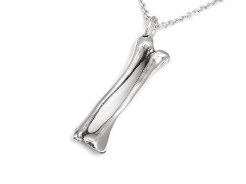Radius and Ulna Charm Necklace, Skeleton Jewelry in Sterling Silver