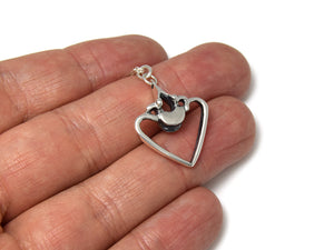 Vertebra and Rib Heart Necklace, Anatomy Jewelry in Sterling Silver