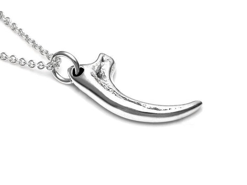 Small Velociraptor Claw Necklace in Sterling Silver