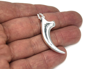 Velociraptor Claw Necklace, Dinosaur Jewelry in Sterling Silver