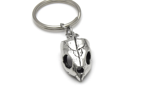 Sea Turtle Skull Keychain, Ocean Animal Keyring in Pewter