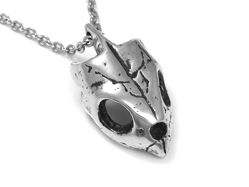 Sea Turtle Skull Necklace, Animal Skeleton Jewelry in Pewter