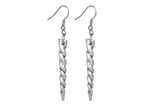 Unicorn Horn Earrings, Animal Jewelry in Pewter