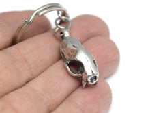 Weasel Skull Keychain, Animal Skeleton Keyring in Pewter