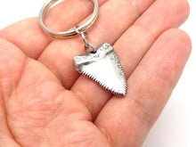 Great White Shark Tooth Keychain, Animal Keyring in Pewter