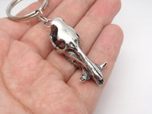 Wild Boar Skull Keychain, Animal Skeleton Keyring in Pewter