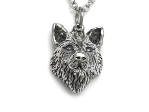 Wolf Head Necklace, Werewolf Jewelry in Pewter