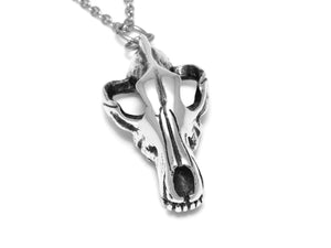 Wolf Skull Necklace, Animal Skeleton Rock Jewelry in Pewter